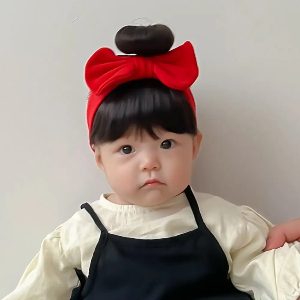 Bowknot Baby Hair Bands Wig Cotton Fluffy Infant Hairpiece Breathable Cute Bangs Chignons Headband Photography Props