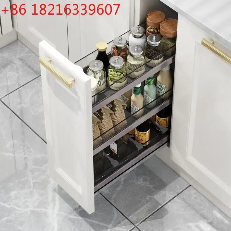 Kitchen cabinet narrow cabinet bottom with amethyst pull basket glass narrow seasoning basket pull seasoning
