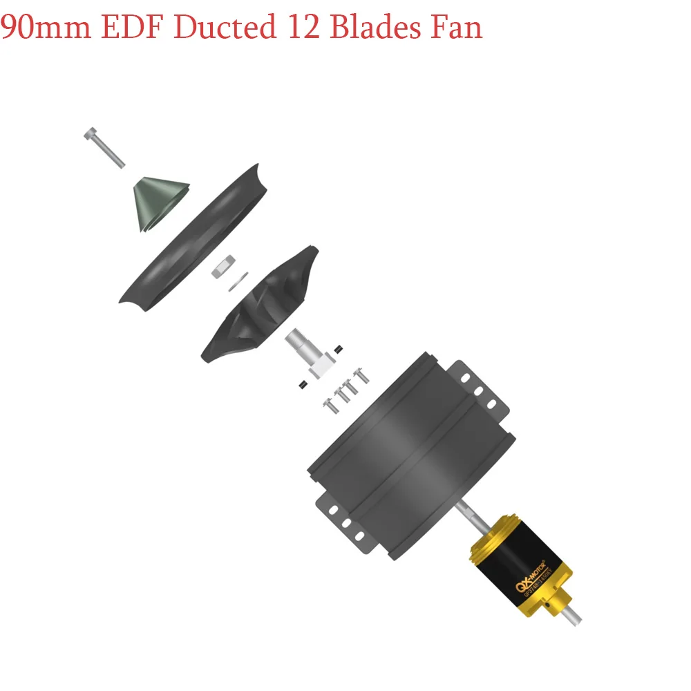 مروحة QX-موتور عدة أجهزة RC نموذج الطائرة ، 90 مللي متر EDF مجاري الهواء ، 12 شفرات ، FMS Freewing