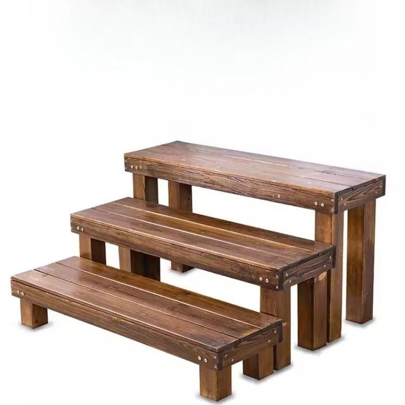 

Anti-corrosion balcony outdoor solid wood flower stand widening table along the courtyard shelf floor-to-ceiling succulent