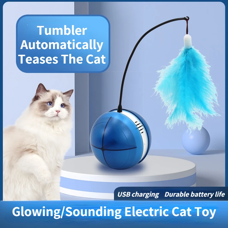 

Pet supplies electric cat toy self-healing cat artifact feather stick bell tumbler teasing cat ball automatic obstacle avoidance