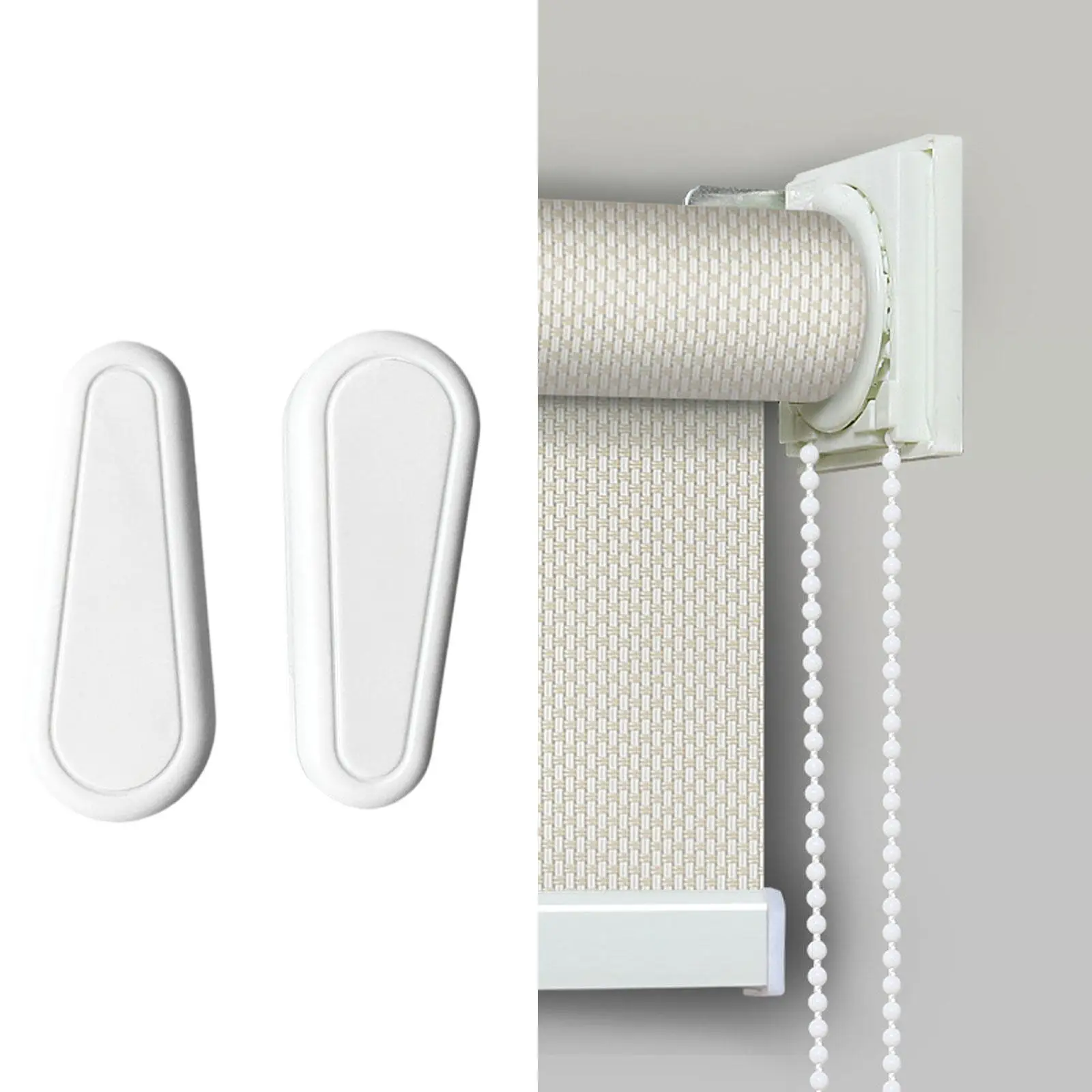 2x Curtain Bead Chain Counterweight Handle Length 9cm Repair Parts Rolling Rope Handle Smooth Surface White Simple Assembly