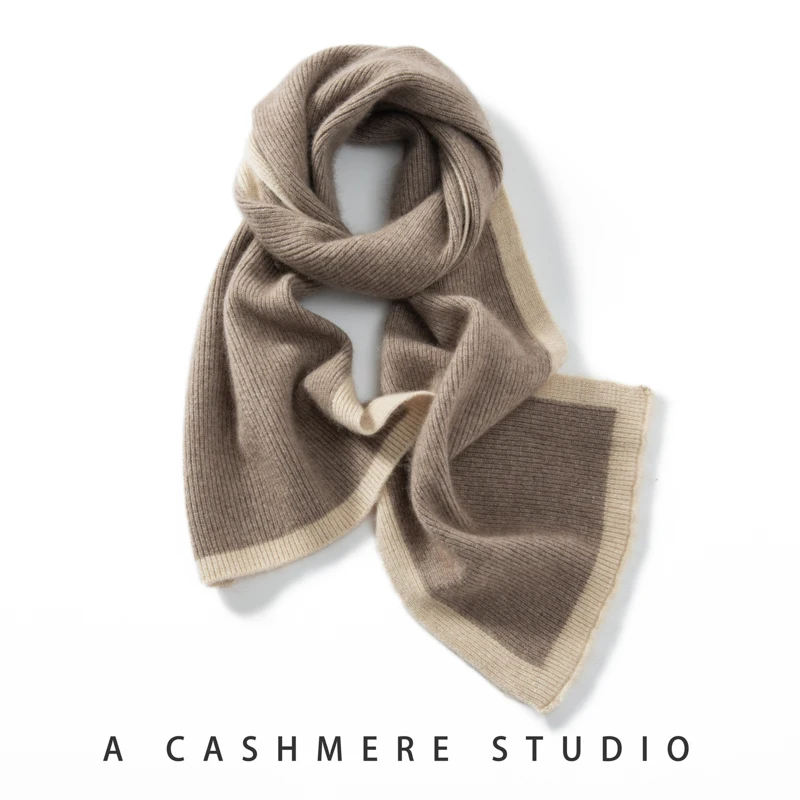High Quality 100% Pure Cashmere Scarf Women's Knitted Warm Scarf Autumn Winter Warm Pure Color Scarf Suitable Cold Weather