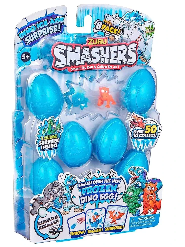 New Surprise Doll  Smashers Dino Ice Age 8-Pack Smash Eggs By ZURU Toy for Boys Kids Gift Set