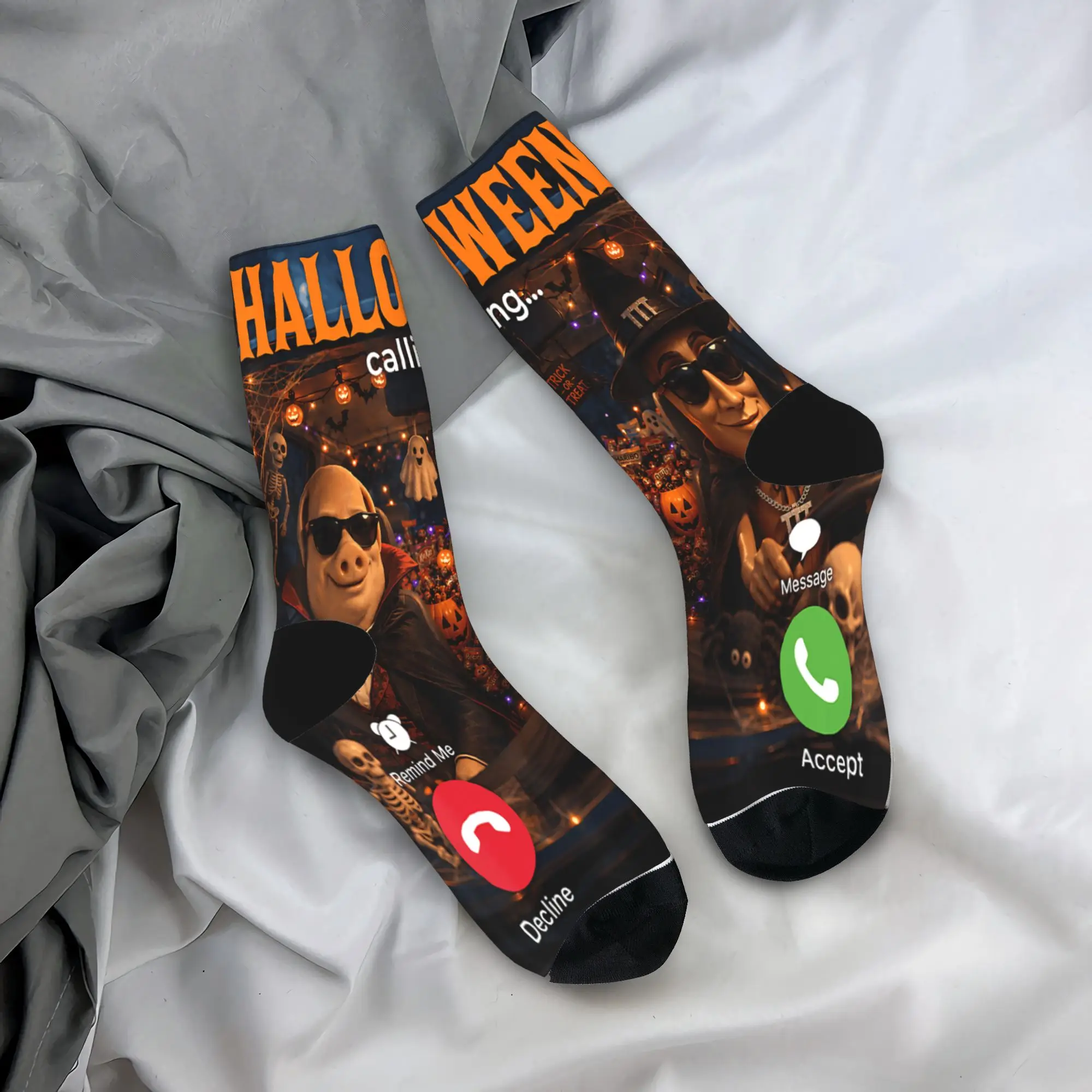 Halloween Car Ride Tung Sahur Costume Party John Pork Meme Socks  Funny Stockings Men Climbing Socks Spring Graphic Anti Socks