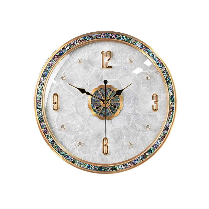 

Simple modern shell decoration living room corner background wall pure brass silent clock