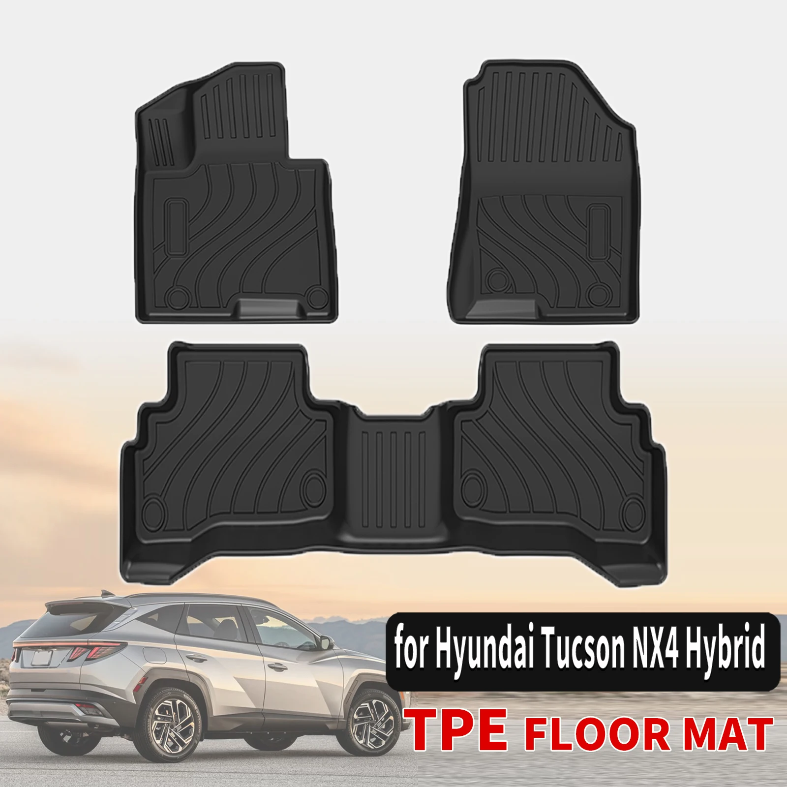 

Коврики TPE в стиле 3D Maxpider для Hyundai Tucson Hybrid 2023-2026 (не для праворульных авто), полное покрытие, всепогодные, сверхпрочные
