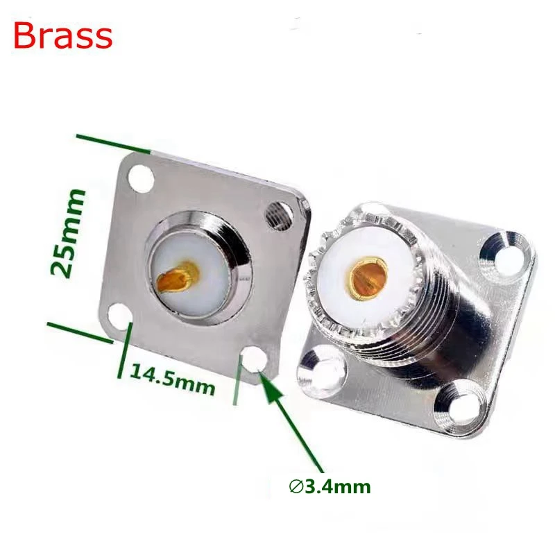 

1Pcs UHF SO239 SO-239 Female Socket Mount Panel Bulkhead Connector SL16 UHF Female 4holes Flange Adapter Coaxial RF Copper Brass