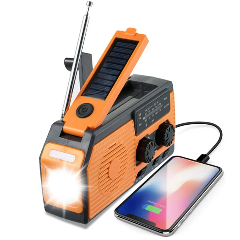 A73E-5000Mah Notfall Solar Power Radio USB Lade Handkurbel Dynamo Taschenlampe FM AM WB NOAA Wetter Radio Power Bank