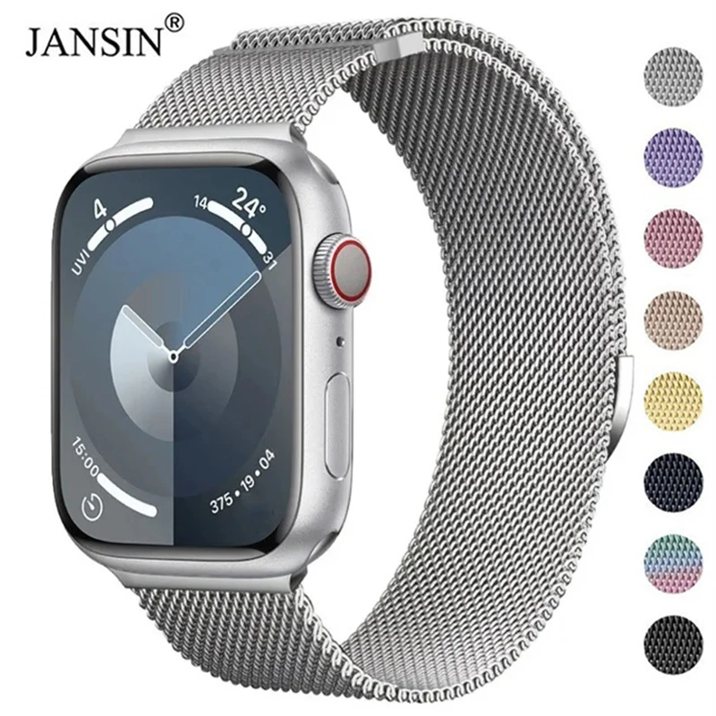 ميلانيزي لحزام الساعة ، سوار معدني قابل للتنفس ، سلسلة iWatch 10 ، 9 ، 8 ، 7 ، 6 ، Ultra 2 ، 46 ، 44 ، 40 ، 45 Apple ، 49 ، 41 ، 42 ،