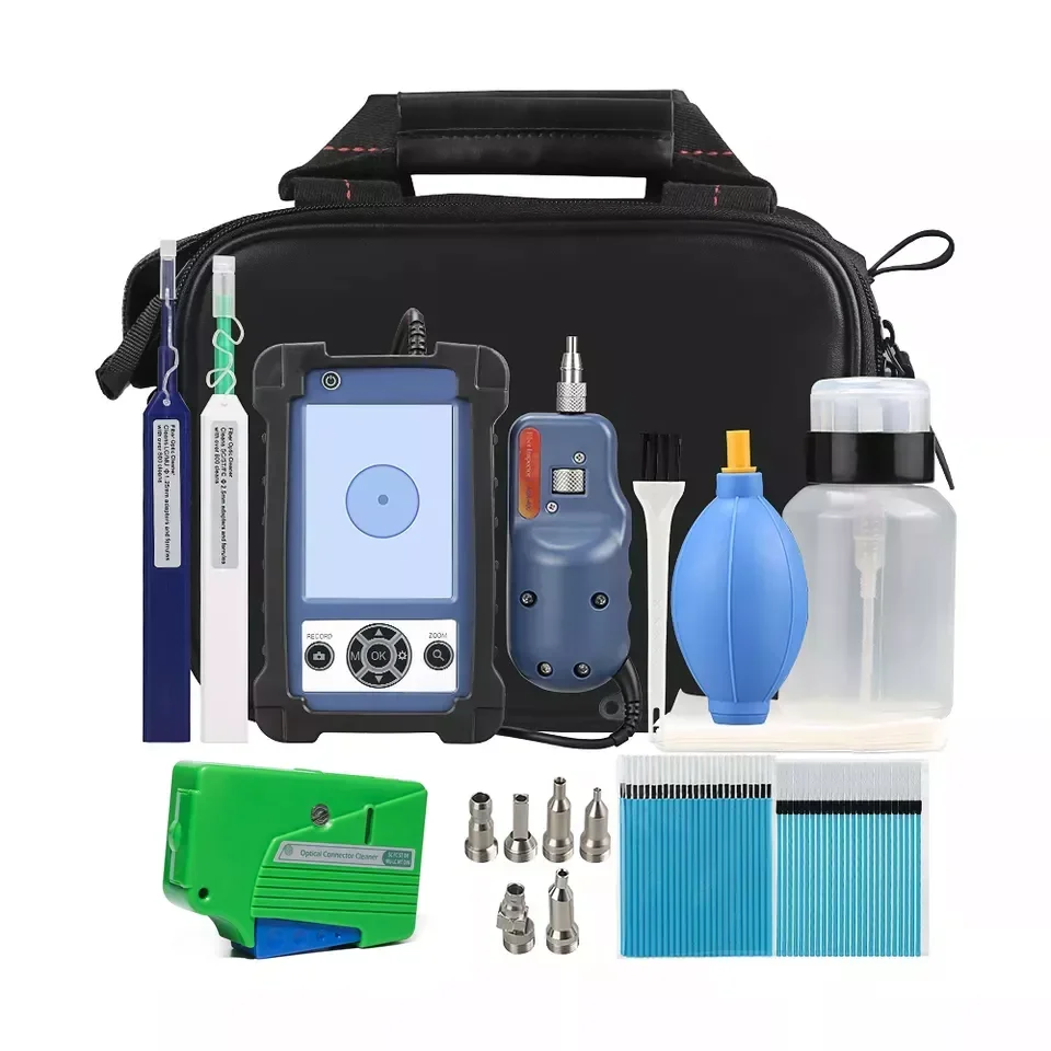 FTTH fiber optic cable tool kit cleaner pen Bag Optical Fiber Tool Cleaning Kit with Optical fiber end detector