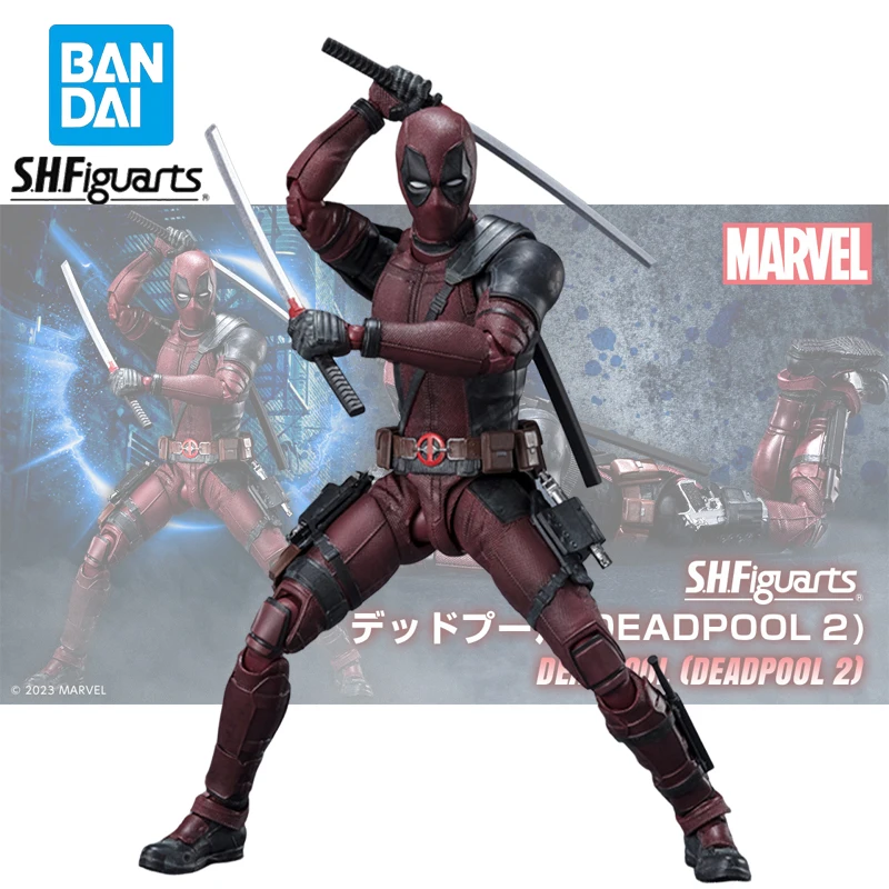 Marvel Deadpool Original Bandai S.H.Figuarts Deadpool Action Figure Genuine Collectible Model Statuette Ornament Birthday Gifts