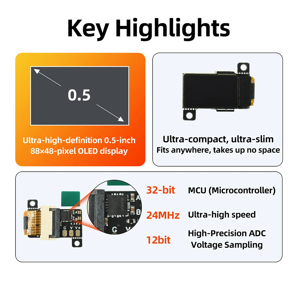 DC 0-30V Smallest Digital Voltage Meter with 0.5 Inch OLED Display Ultra Thin High Precision Voltmeter 5Hz/10Hz Adjustable