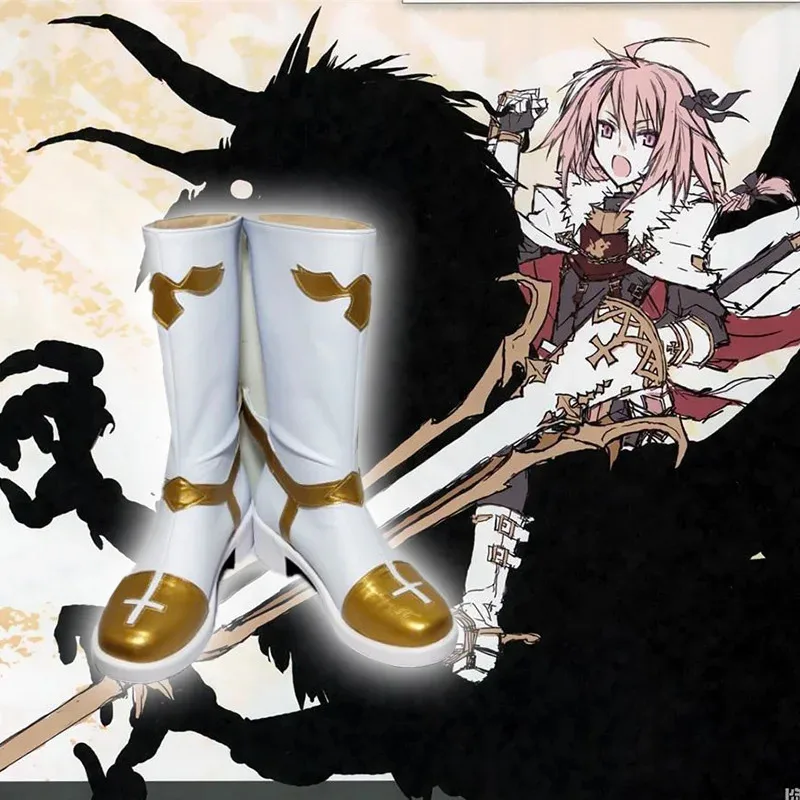 

qq38New Fate Grand Order Rider Astolfo PU Leather Anime Cosplay Boots Halloween Party Shoes