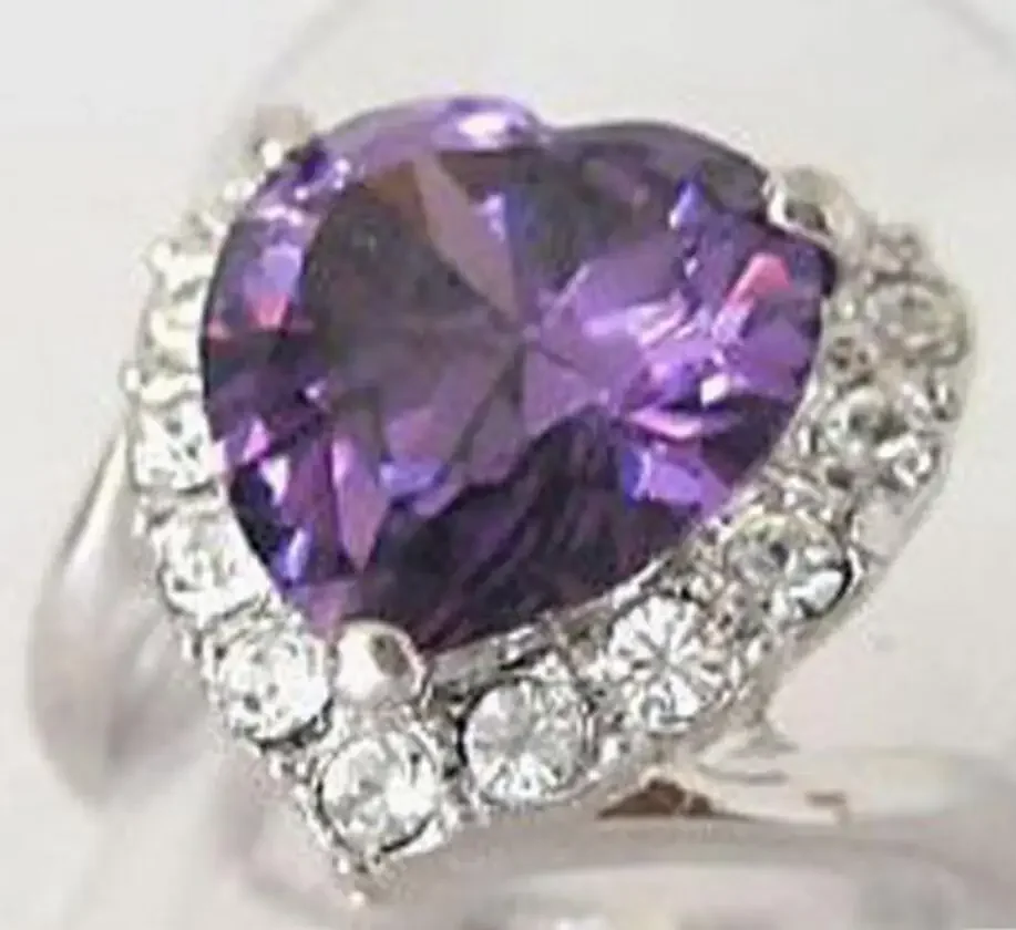

Jewelry Amethyst Lady's Ring 7# 8# 9# plated watch wholesale Quartz stone CZ crystal