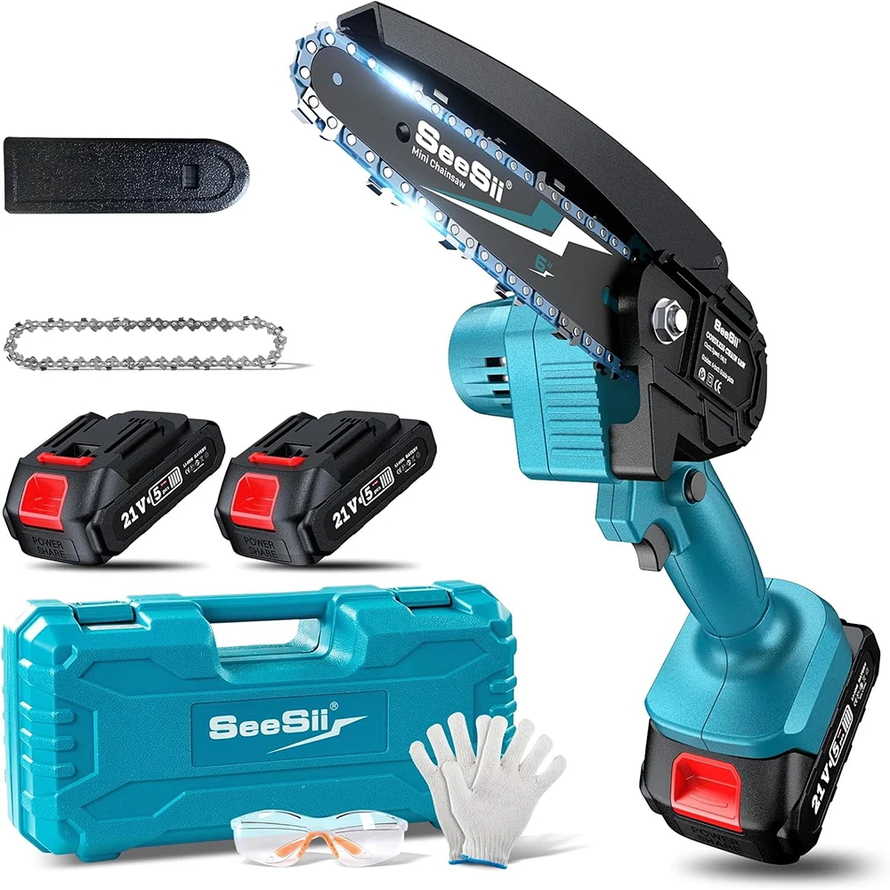 מסור חשמלי נייד Seesii Mini Chainsaw Cordless בגודל 6 אינץ 'עבור כלי גינון לחיתוך עץ וחיתוך עץ מתנות הטובות ביותר