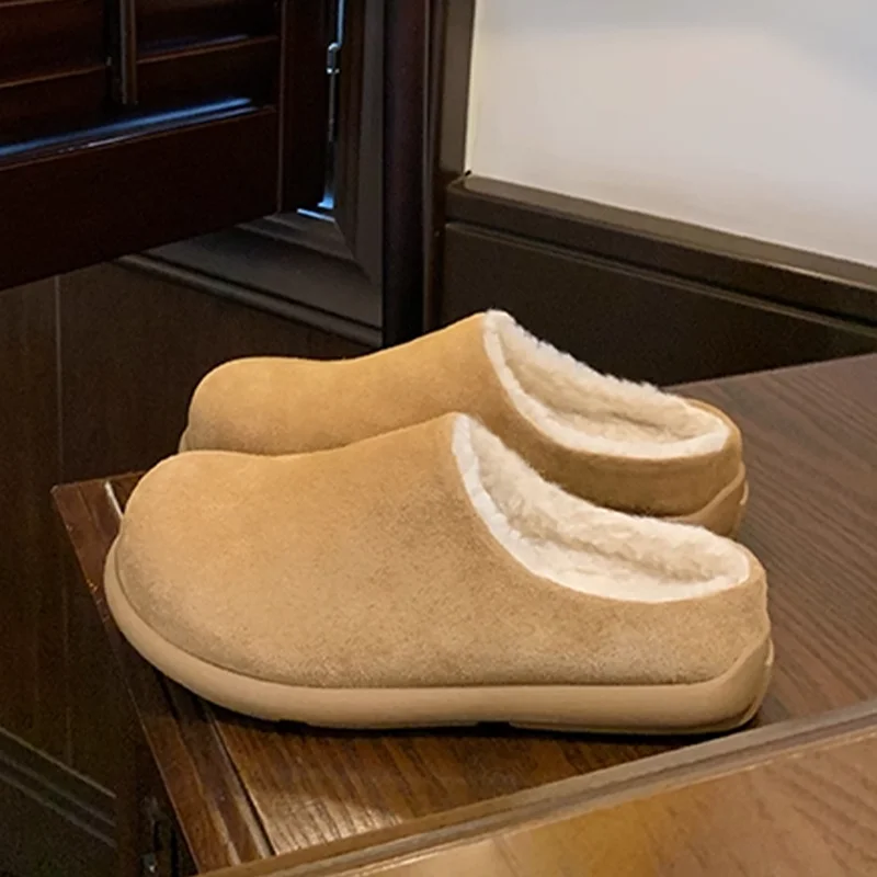 

Flats Women's Cotton Slippers Short Plus Mules Shoes Casual Snow Boots 2025 Home Warm Flip Flops New Brand Comfort Ladies Boots