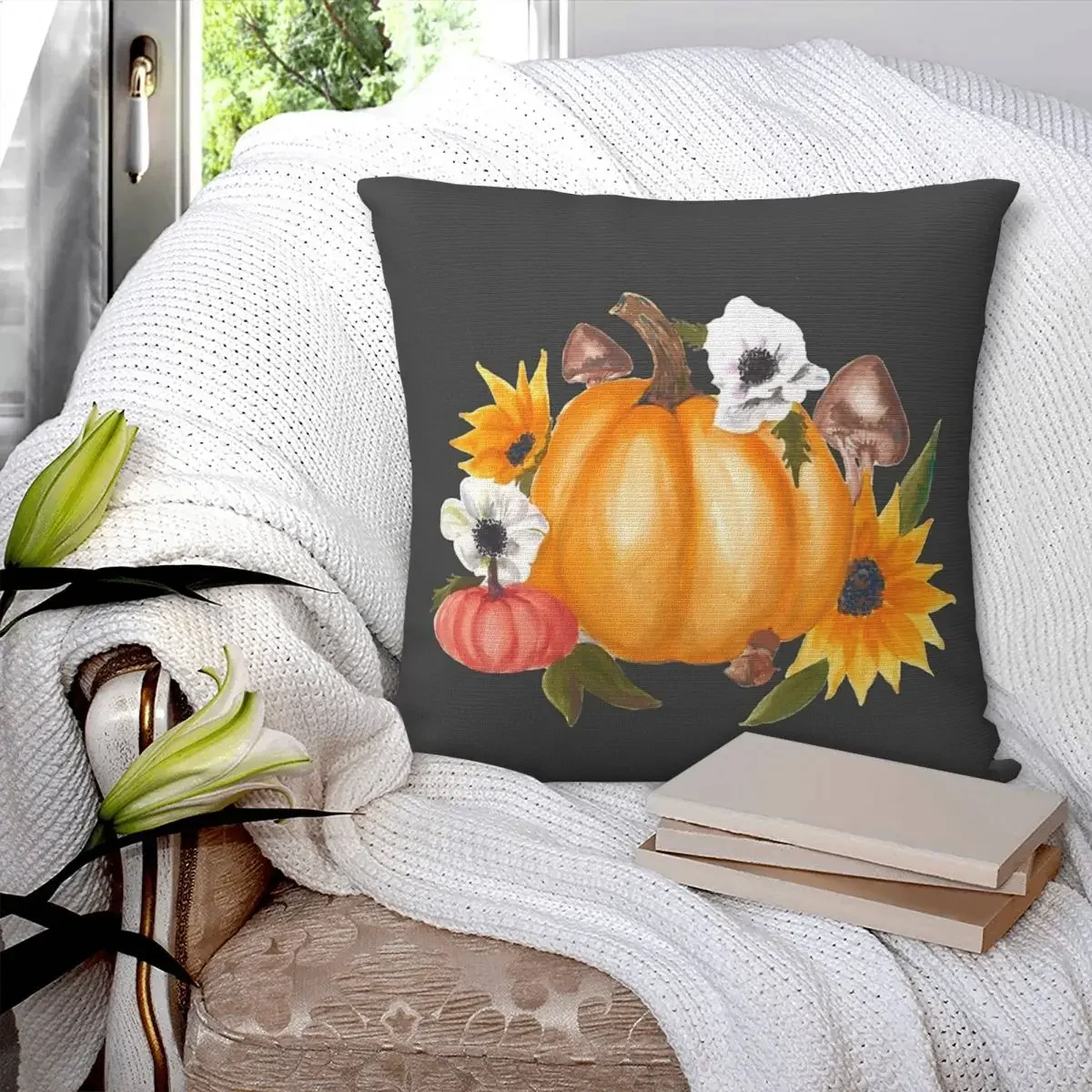 Pumpkin Patch Square Pillowcase Polyester Pillow Cover Velvet Cushion Zip Decorative Comfort Throw Pillow For Home Bedroom