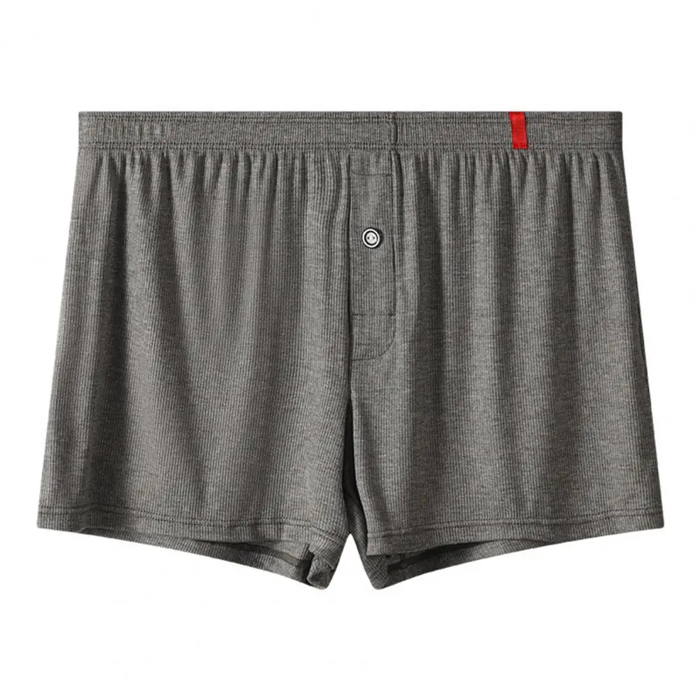 Men Underwear Pure Color Soft Breathable Fabric Boxer Briefs with Front Button Closure Shorts Panties Sleepwear Shorts Underwear