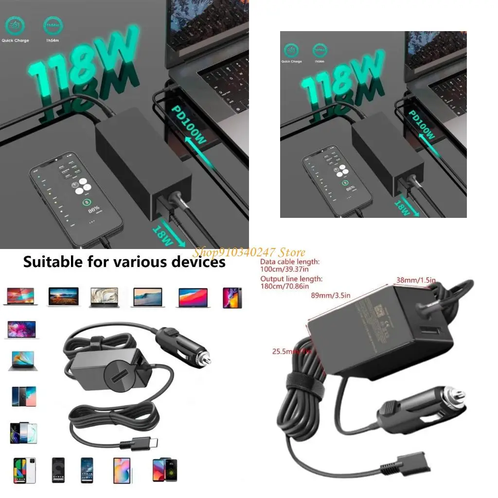 

Q22A 100W Fast speed USB C Car Chargers With Technology 18W Quick Charging For Devices ABS PC Vehicle Chargers