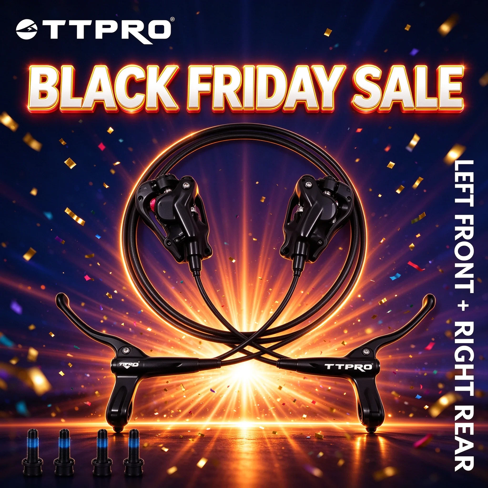 TTPRO TP-MT200 2 Piston Hydraulic Disc Brake Set Front Rear for MTB Mountain E-Bike Compatible with Shimano