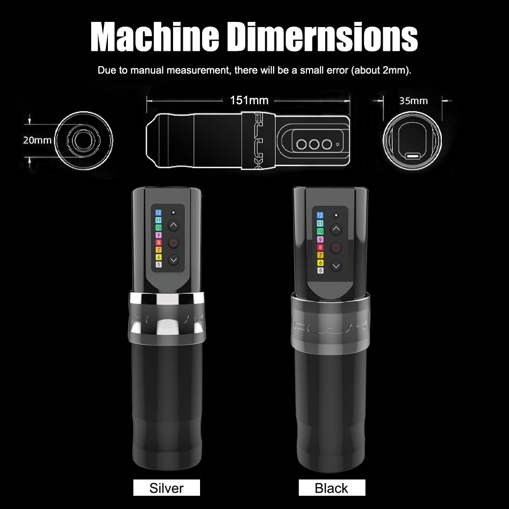 Flux Max Wireless Tattoo Machine Pen 2400 MAh Battery with Power Powerful Coreless Motor Digital LED Display for Body Art