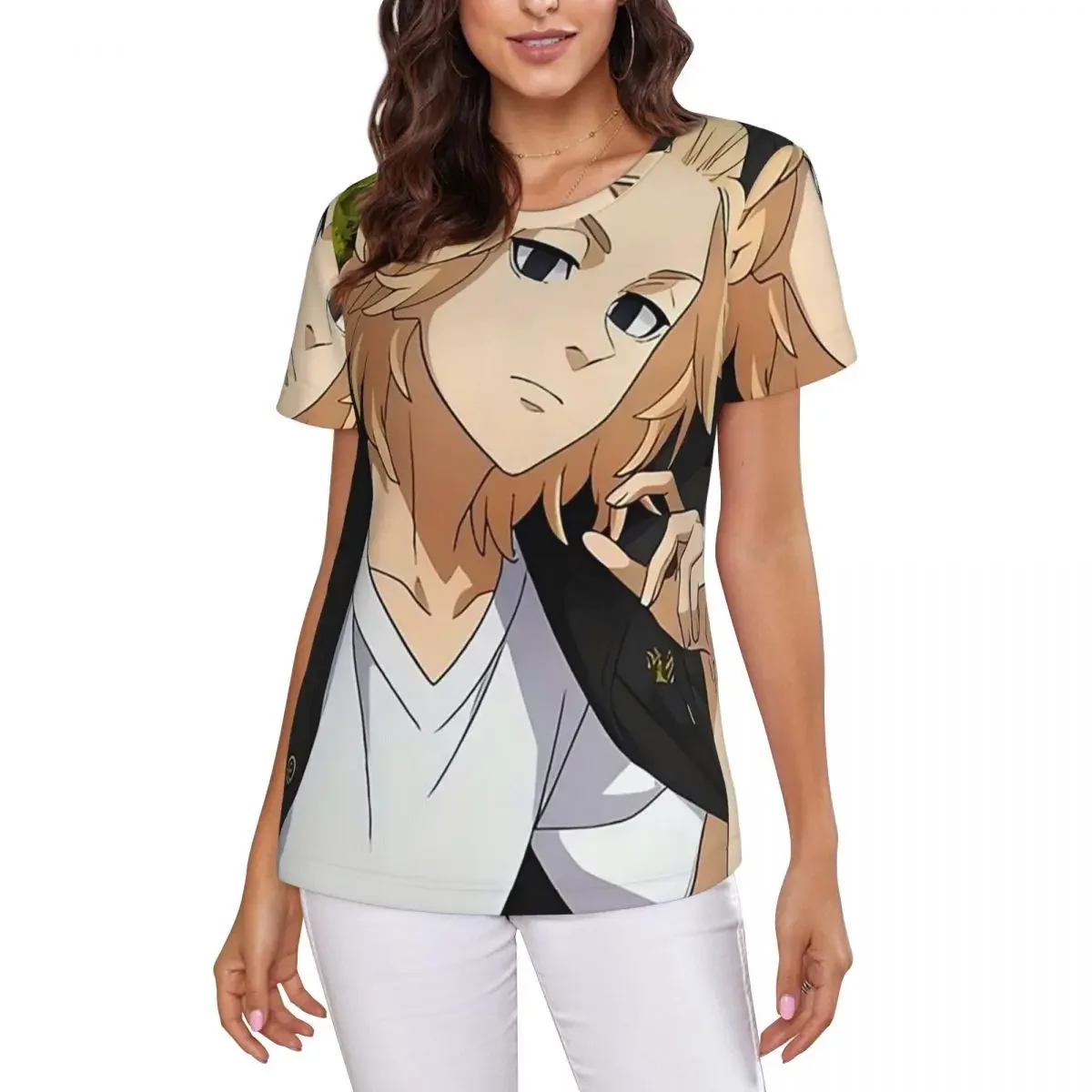Anime Tokyo Revengers Kazutora T-Shirt Women Short Sleeve T Shirts Crew Neck Clothes Cotton Summer Tees Streetwear
