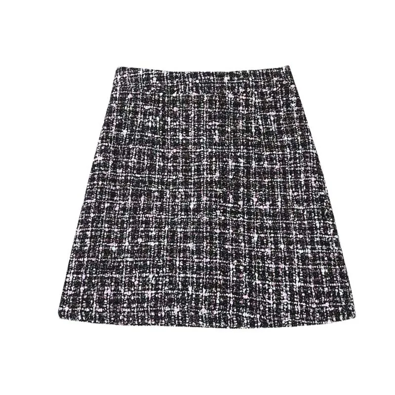 

Women's casual tweed half skirt 2024 new high waisted small fragrant A-line skirt