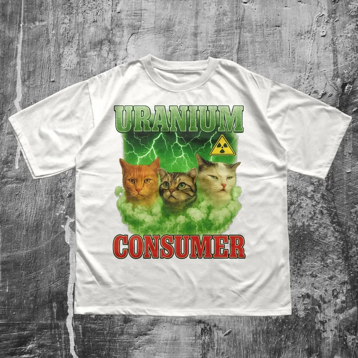T-shirt da donna a maniche corte verde con tre gattini a gas chimico, divertente gatto Meme, manica corta, comodo abito da casa