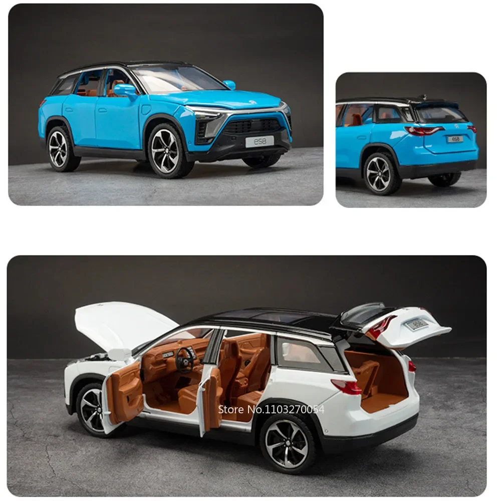 1:24 NIO ES8 Legering Miniatuur Speelgoed Auto Model Metalen Diecast Geluid Licht Trek Deur Geopend Nieuwe Energie Voertuig Collectie Kid speelgoed