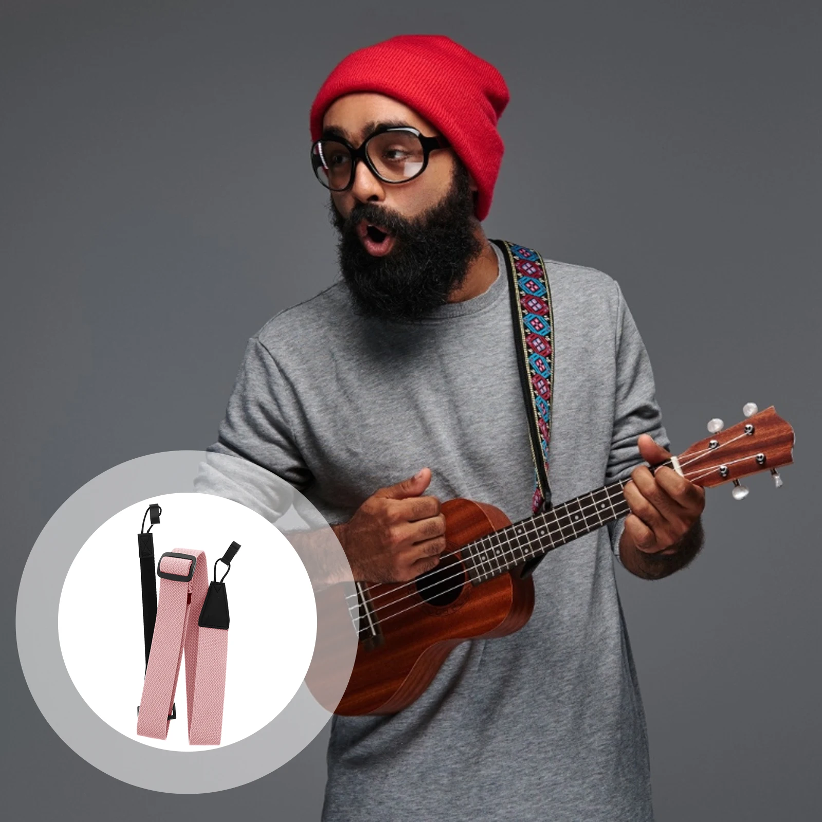 

Ukulele Strap Belt Back Straps Guitar Universal Double Hook Shoulder for Adults Musical Instrument Bass