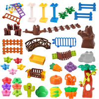 Fence Ladder Bridge Model Big Building Blocks Accessories Tree Flowers Toys For Children Compatible Big Size Brick Set Girl Gift