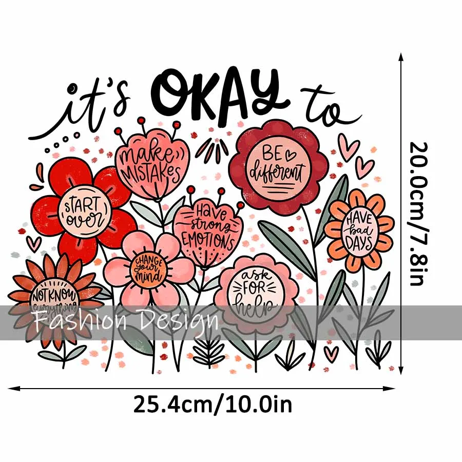 لا بأس ل بوهو الأزهار تحفيزية إقتباس DIY بها بنفسك الحديد على نقل الحرارة ملصق مائي تي شيرت بلوزات حقيبة الملابس اليدوية