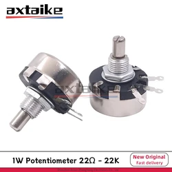 1W Potentiometer 22Ω-22K WX110 WX010 100 Ohm 1K 2K2 3K3 4K7 6K8 10K 6mm Metal Shaft Single Turn Wire Wound Adjustable Resistor