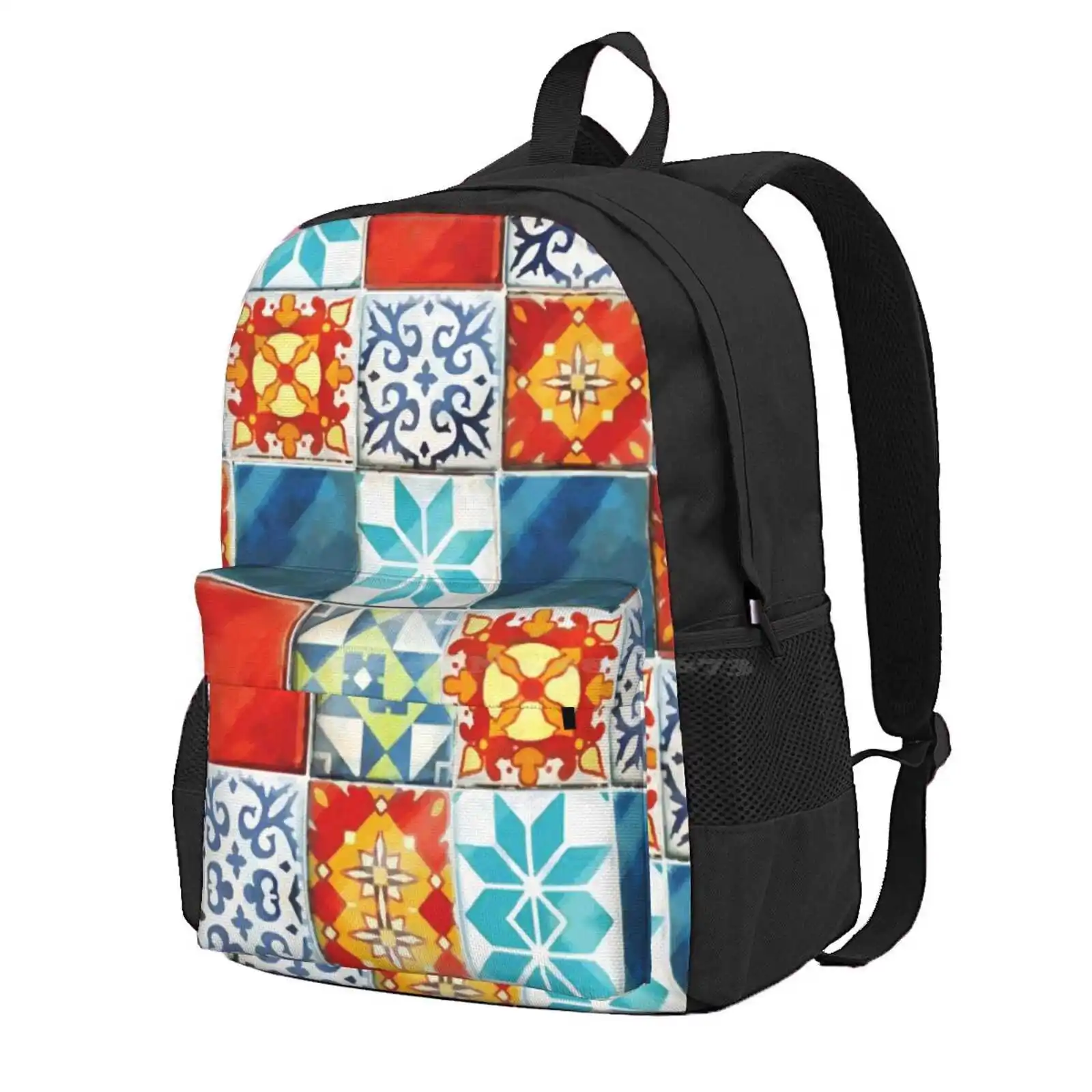 Colorful Azulejos Tiles From Azul Board Game Hot Sale Schoolbag Backpack Fashion Bags Board Game Azulejos Tiles Mosaicos