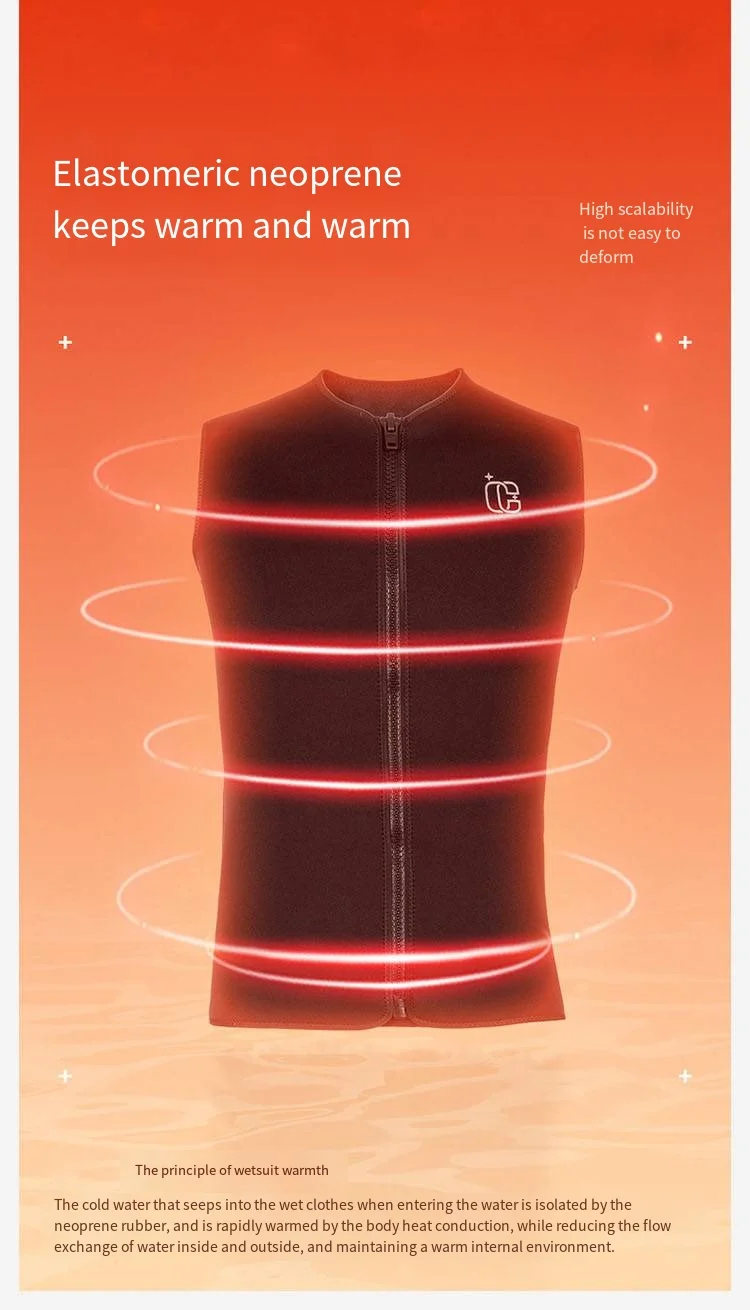 3MM Neopren-Thermo-Top ohne Kapuze für Herren und Damen – Ideal zum Tauchen, Surfen, Kajakfahren, Schwimmen und für Wassersport – Detail 3