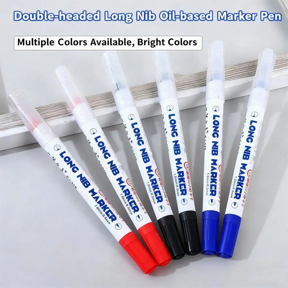 10 قطعة/المجموعة/المجموعة الحبر القائم على الزيت أقلام خطاط (ماركر) طويلة الرأس 20 مللي متر ثقب عميق طرف مزدوج علامات ثقب عميق متعددة الأغراض مقاوم للماء