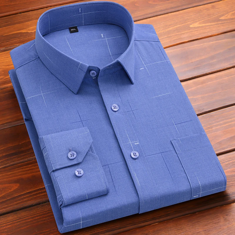 

Мужские рубашки, удобные модные повседневные деловые топы с длинными рукавами, облегающая мужская одежда без морщин, без железа