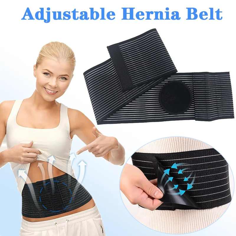 Adjustable Hernia Belt for Men Women, Abdominal Binder Support Belt for Umbilical Hernias & Navel Belly Button Hernias with Pad