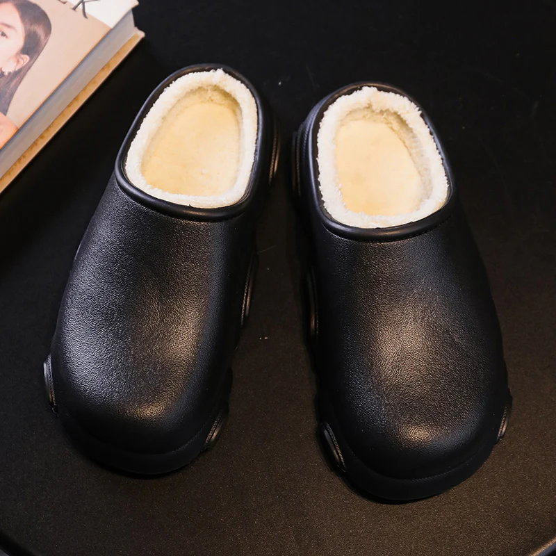 Winter Cotton Slippers Plush Lining Indoor Bedroom Shoes Warm Cotton Shoes Outdoor Waterproof Women Men Slipper Slip on EU 36-45