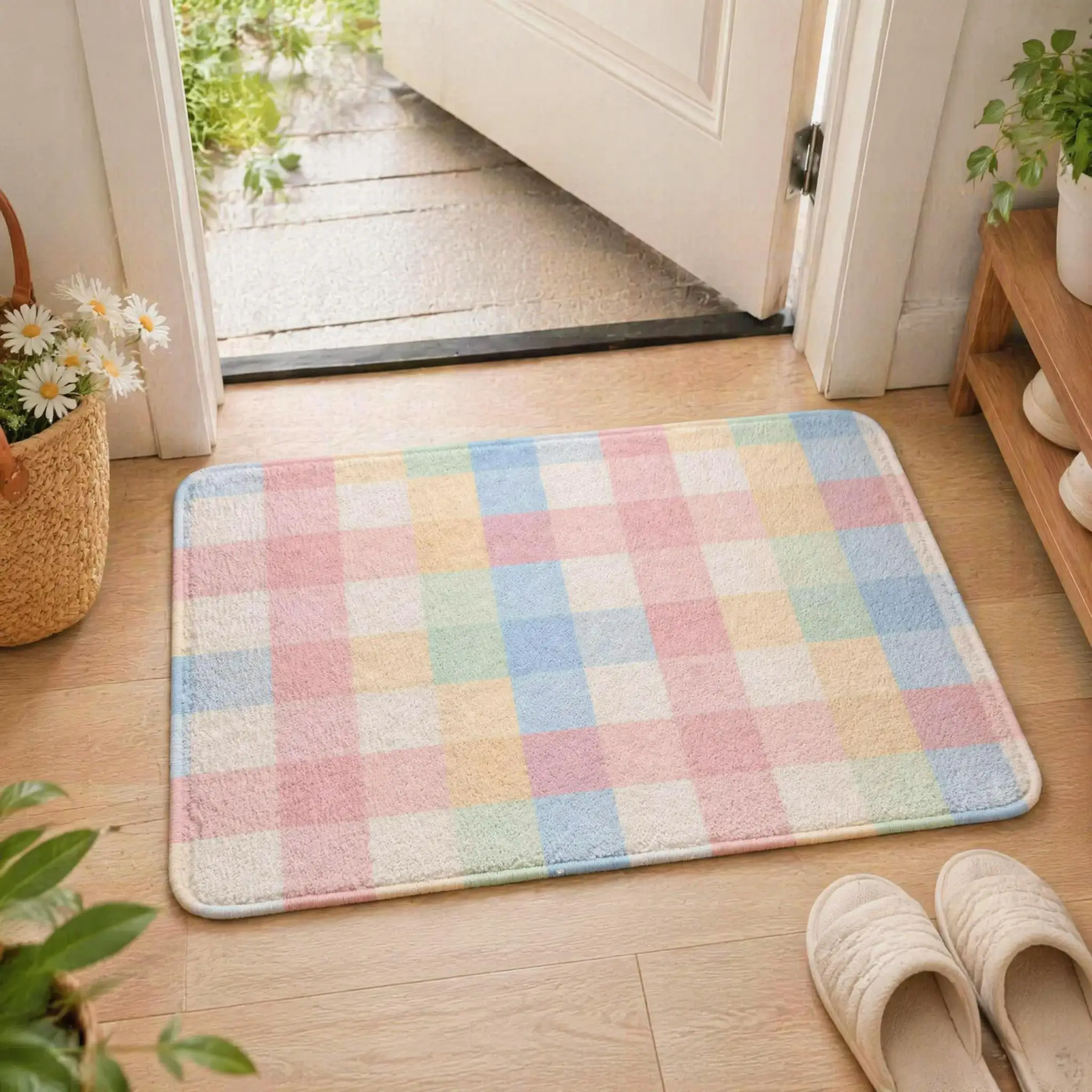 Tapis de sol Gingham Revival 2026, adapté à la décoration des salons et des entrées de chambres, un cadeau de vacances unique