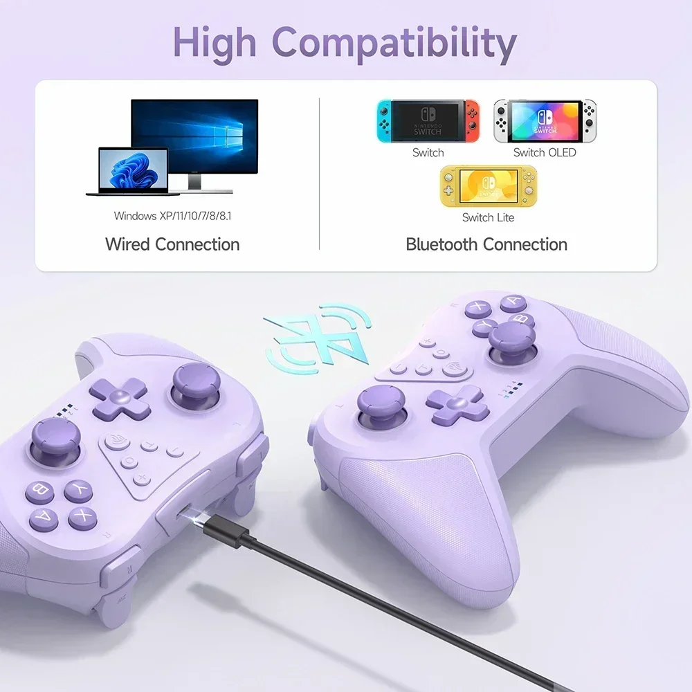 Manette de jeu sans fil Bluetooth T37, contrôleur de jeu pour Nintendo Switch, PC, Steam Deck, contrôle de mouvement gyroscopique 6 axes