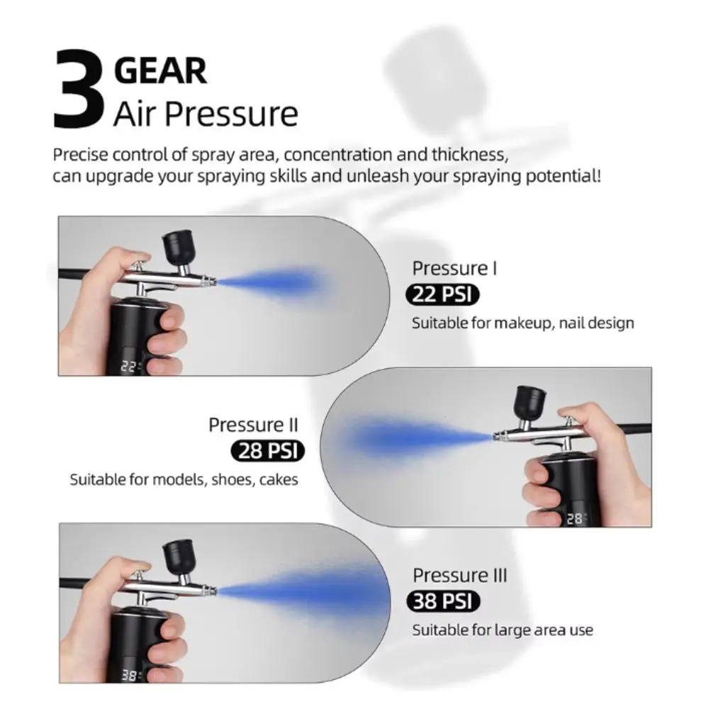 Portable Air Brush Compressor High-pressure Handheld Airbrush Pen Integrated Display Screen Nano-infusion Spray Cake Painting
