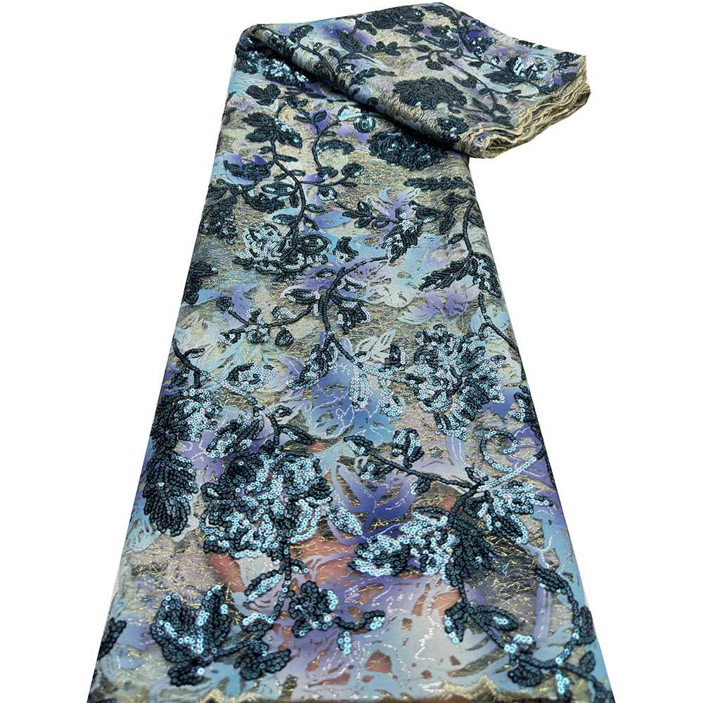 

African French Sequins Net Lace Fabric 2025 High Quality Tulle Mesh Lace Bridal For Nigerian Wedding Party Dress Women Sewing