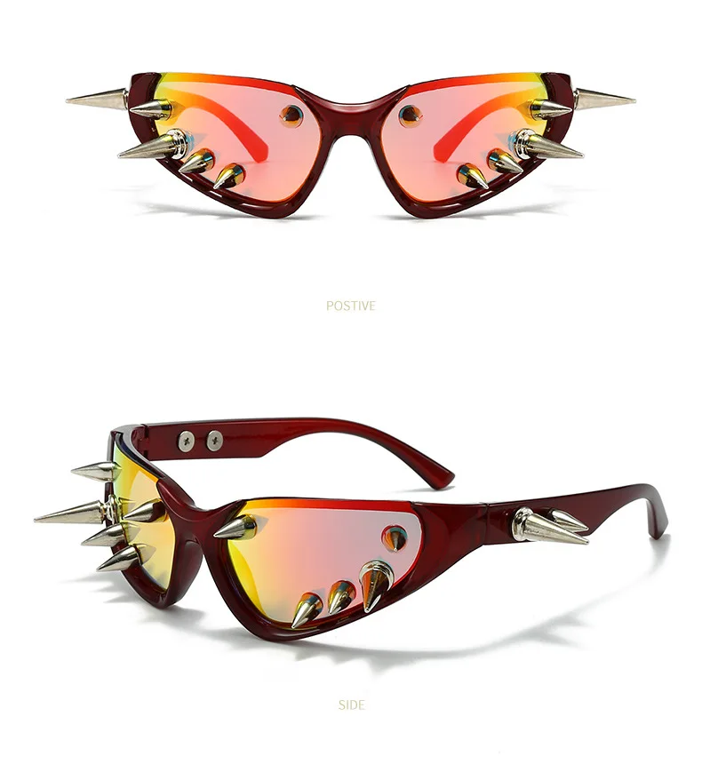 Cyberpunk DIY Unisex Übertriebene Sonnenbrille Niete Motorrad Stil Hip Hop Streetwear Brille Handgemachte Optische Brillen – Detail 16
