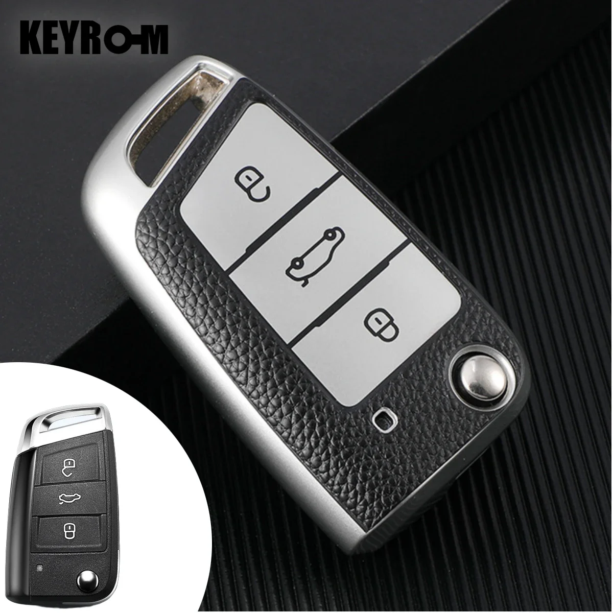 

Leather Car Key Case Full Cover for VW Volkswagen Golf 7 MK7 Tiguan MK2 For SEAT Ateca Leon FR 2 Ibiza For Skoda Octavia A7