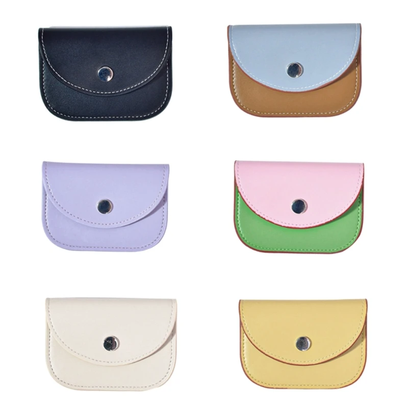 Fashionable Short Coin Purse PU Leather Wallet Small Bag for Women Card Holder Sleeve with Button Holiday Gift