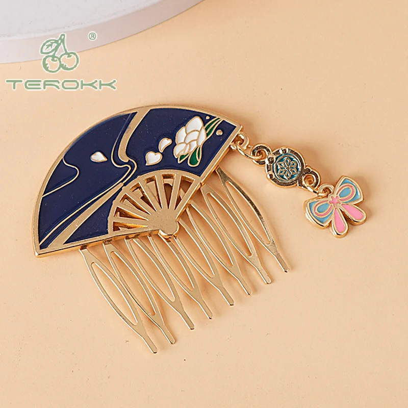 Game Genshin Impact Hairpin Anime Cosplay Props Metal Maple Flower Hair Comb Hairpins For Women Girls Hair Accessories Gift