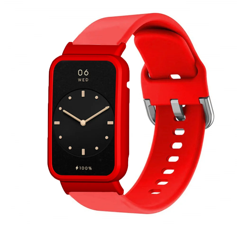 Silicone Strap For Xiaomi Band 7pro Durable Sport Watchband With Watch Case Single Color Wristband Adjustable Belt Accessor