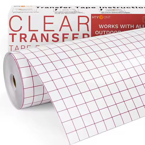 HTVRONT Clear Vinyl Transfer Paper Tape Roll-12 x 50 FT w/Alignment Grid Application Tape for Adhesive Vinyl for Decals